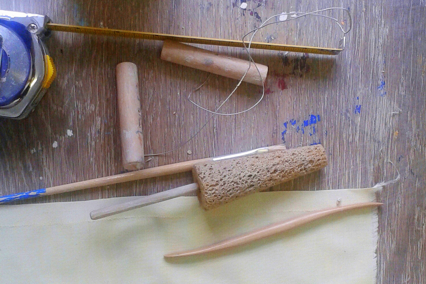 potters tools on a workbench