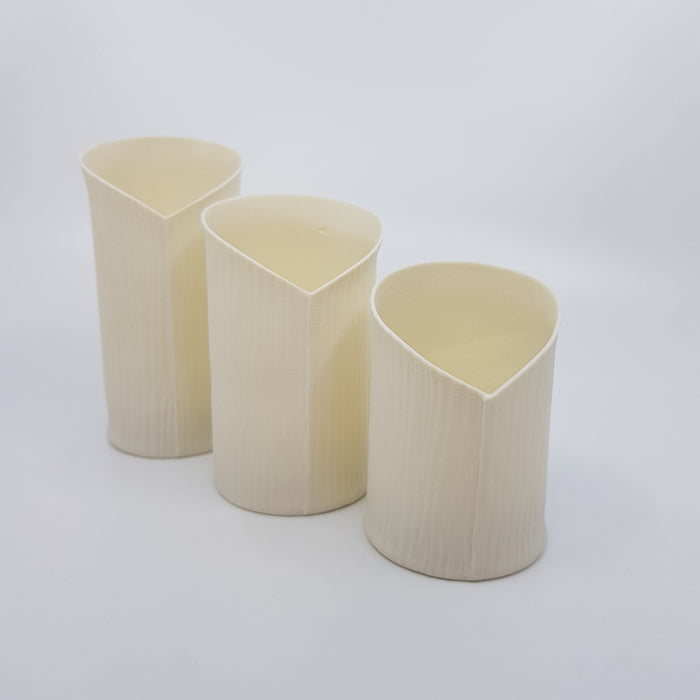 Porcelain Tealight Trio, 'wood grain' design (AB80A)