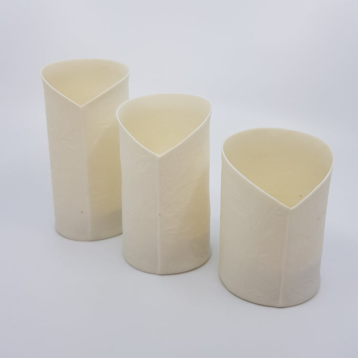 Porcelain Tealight Trio, 'floral' design (AB80B)