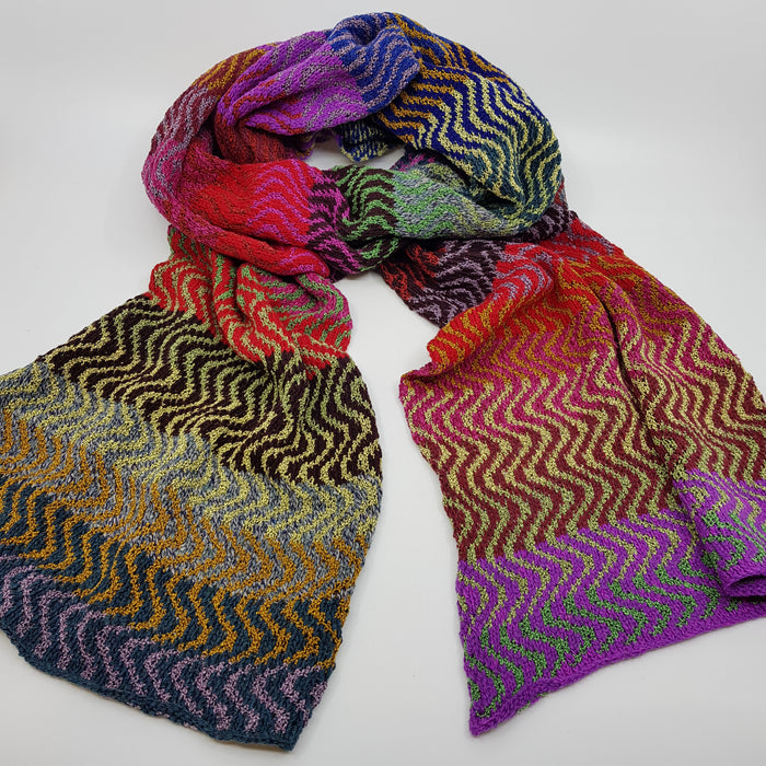'Waves of Colour Forest' Scarf, wool/cashmere/silk(AD72)