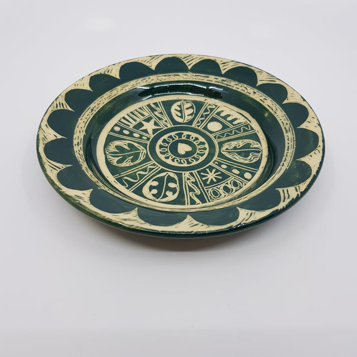 'Engraved' tea plate, green (AH662C)