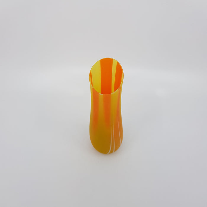 Vessel, orange/marigold yellow/powder blue, three lines (BM29)