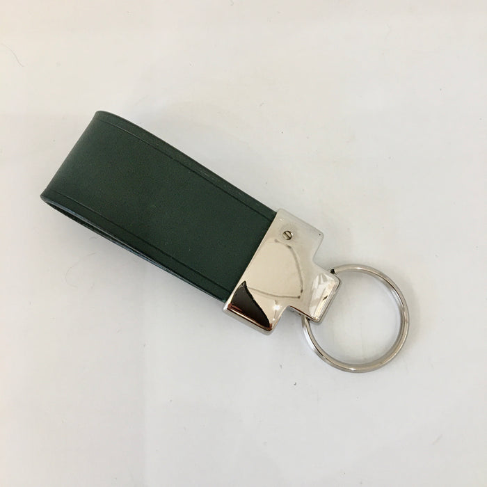 Key Fob, green leather, nickel fitting (MAM14L)