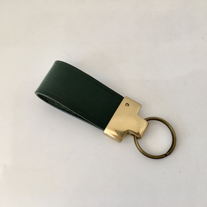 Key Fob, green leather, brass fitting (MAM14M)