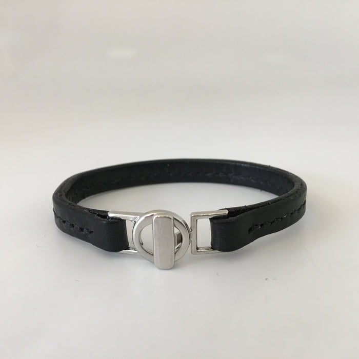 Leather Bracelet/Cuff, black (MAM250)