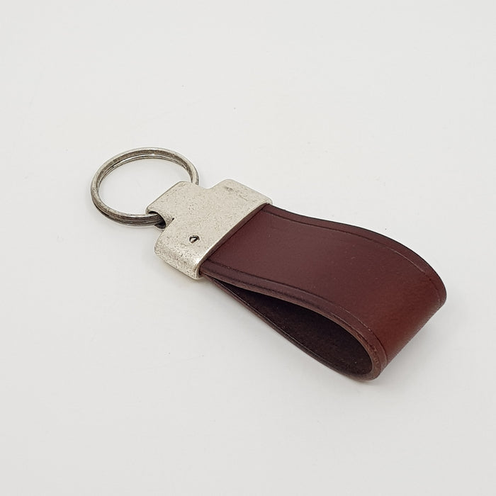 Key Fob, dark brown leather, matt nickel fitting (MAM14H)
