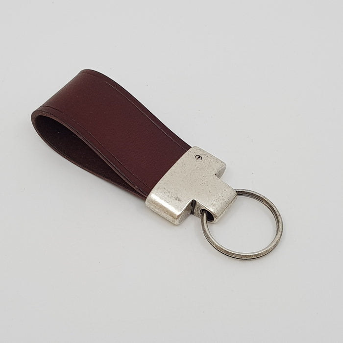 Key Fob, dark brown leather, matt nickel fitting (MAM14H)