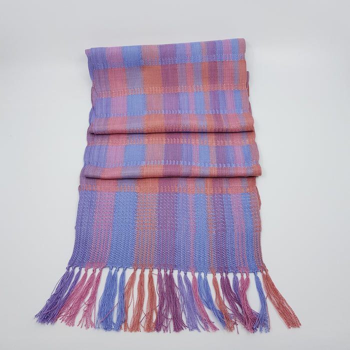 Handwoven Silk Scarf, soft pinks and lilac (SB06)