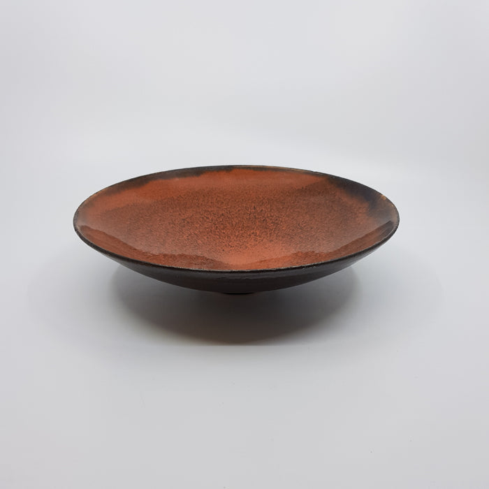 Shallow Bowl, satin black/orange & tenmoku (TL1152)