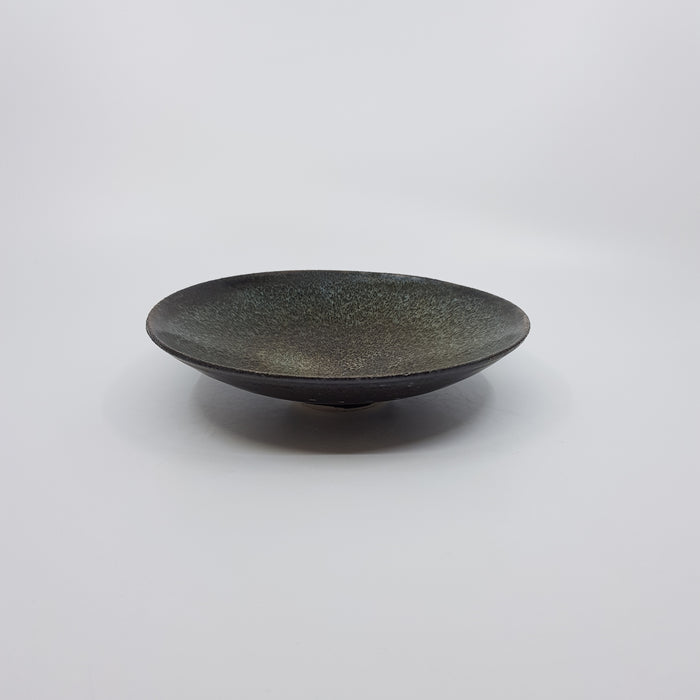Shallow Bowl, satin black/grey & tenmoku (TL1155)
