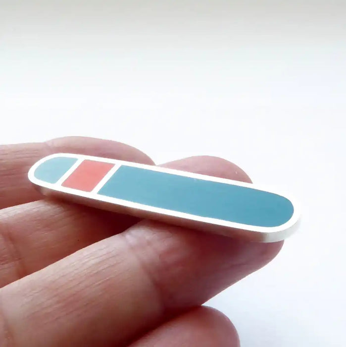 Loop Bar Brooch teal/orange/aqua (ST400)