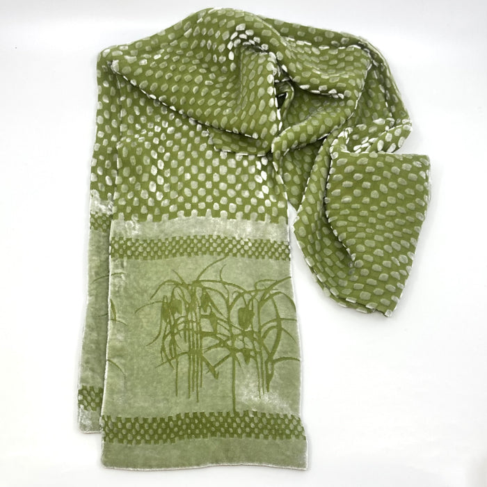 'Fritillary' Long Scarf, Olive (LL01B)