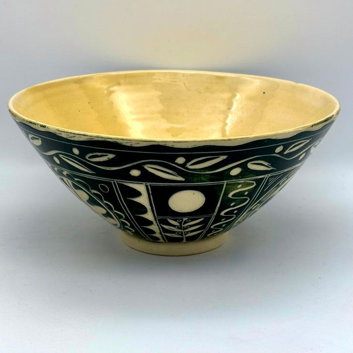 Large bowl, green engraved (AH832)