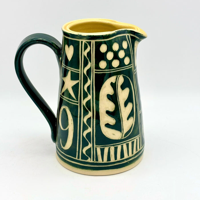 Medium jug, 'S' green engraved (AH830)