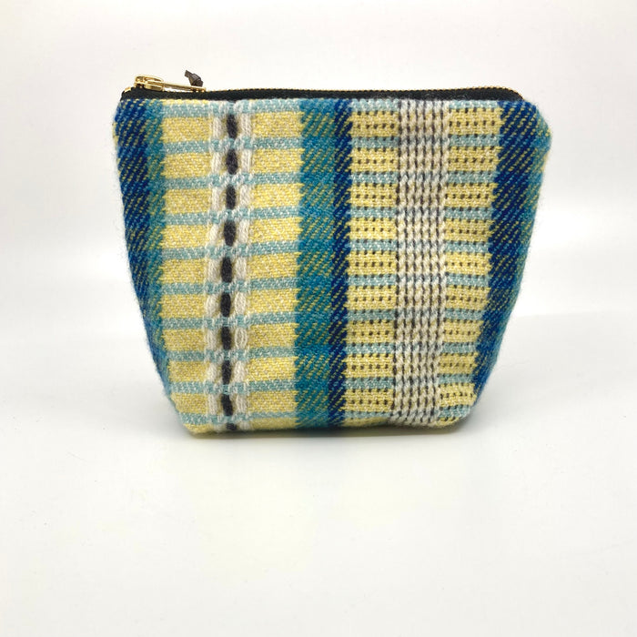 Handwoven Medium Pouch, teal/lemon (HF041B)