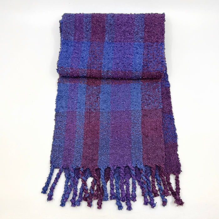 Handwoven Silk Scarf, boulle + blues (SB62)