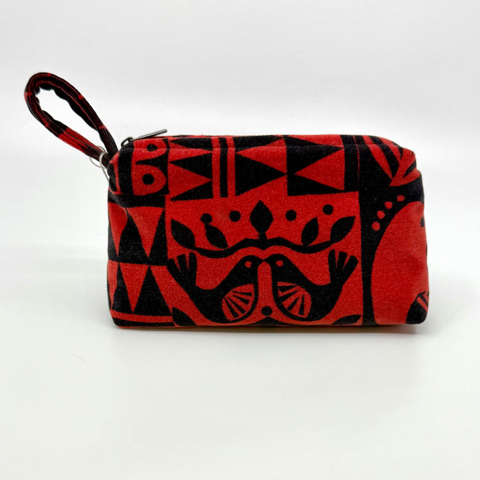 'Patchwork' velvet purse, red (KC130)