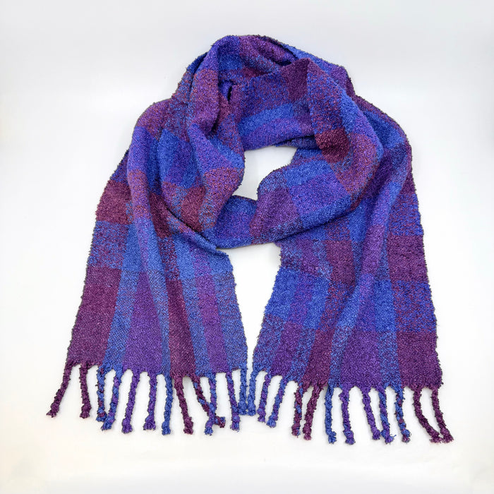 Handwoven Silk Scarf, boulle + blues (SB62)