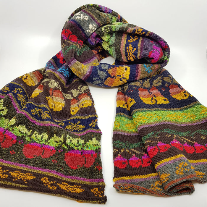 'Fruit and Butterflies' Scarf, wool (AD68)