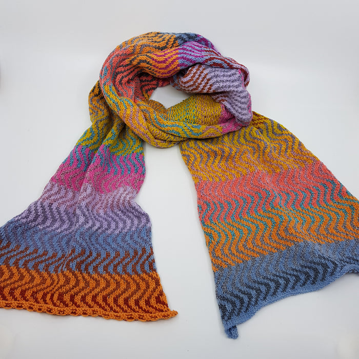 'Waves of Colour Blaze' Scarf, wool/cashmere/silk (AD74)