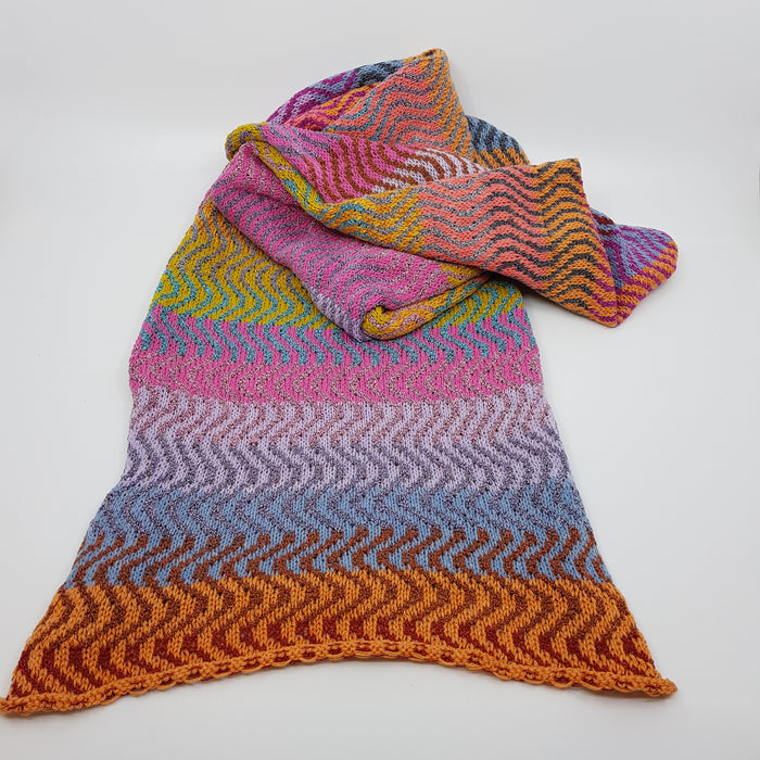 'Waves of Colour Blaze' Scarf, wool/cashmere/silk (AD74)