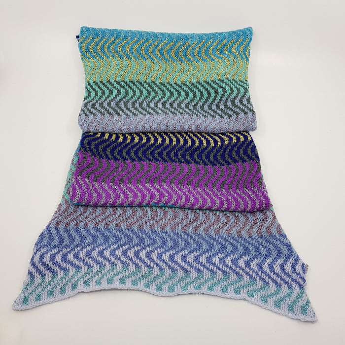 'Waves of Colour Sea' Scarf, wool/cashmere/silk (AD75)