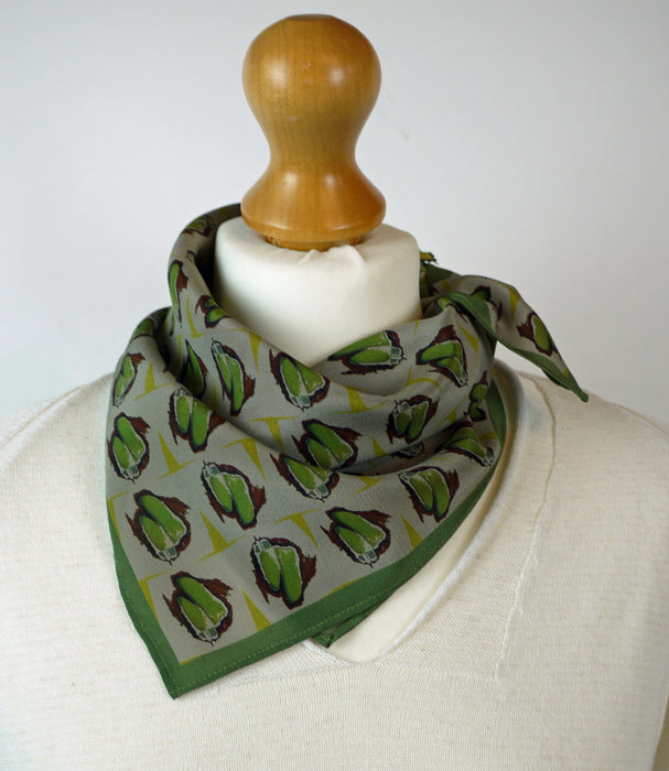 'Zooming In' grey, silk scarf (AN346)