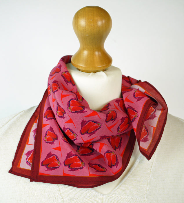'Zooming In' pink, silk scarf (AN349)