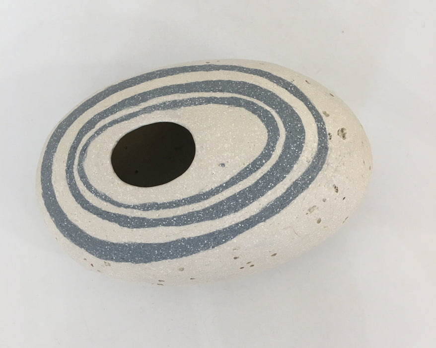Pebble Form, white, grey bands (AJ9)