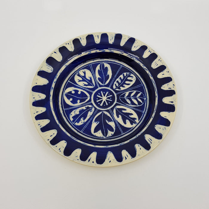 'Engraved' tea plate, blue (AH654)