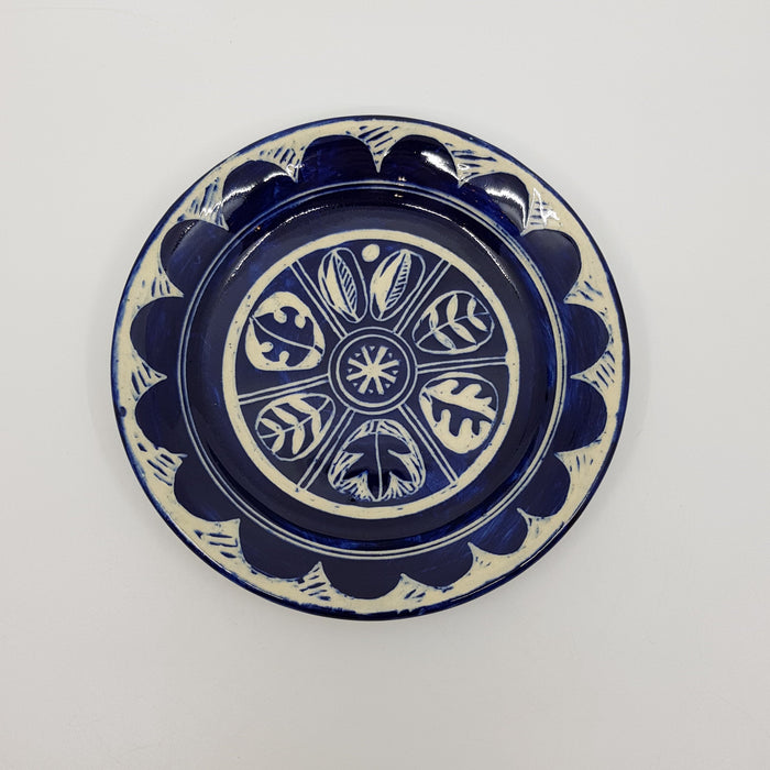 'Engraved' tea plate, blue (AH657C)
