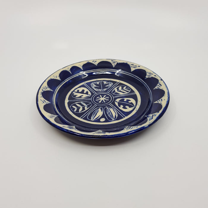 'Engraved' tea plate, blue (AH657C)