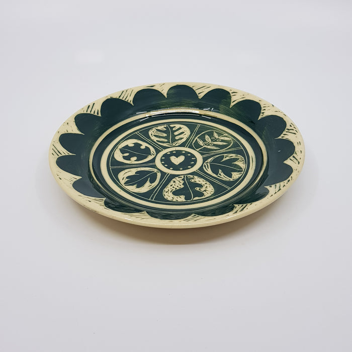 'Engraved' tea plate, green (AH662A)