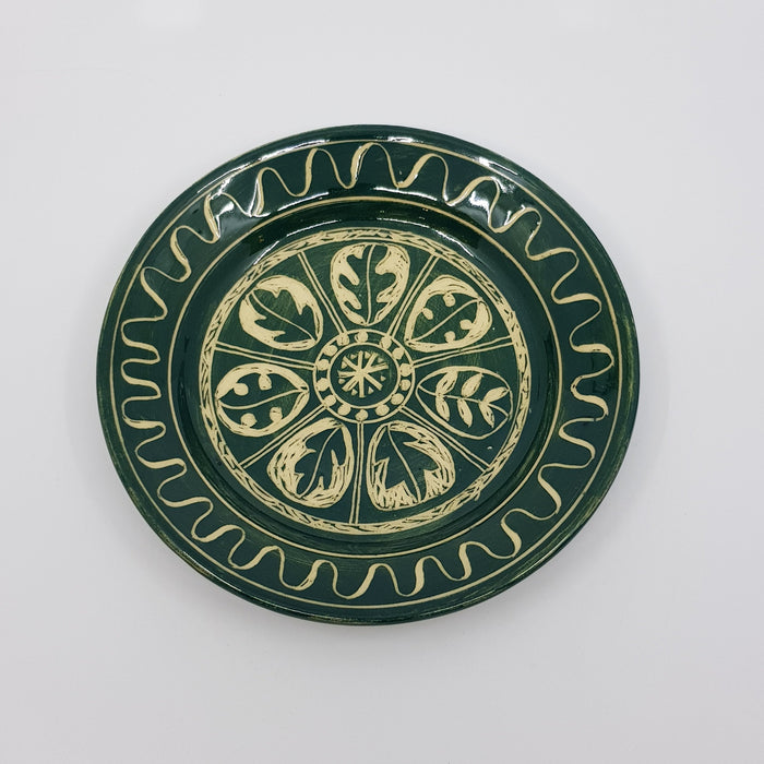 'Engraved' tea plate, green (AH662B)