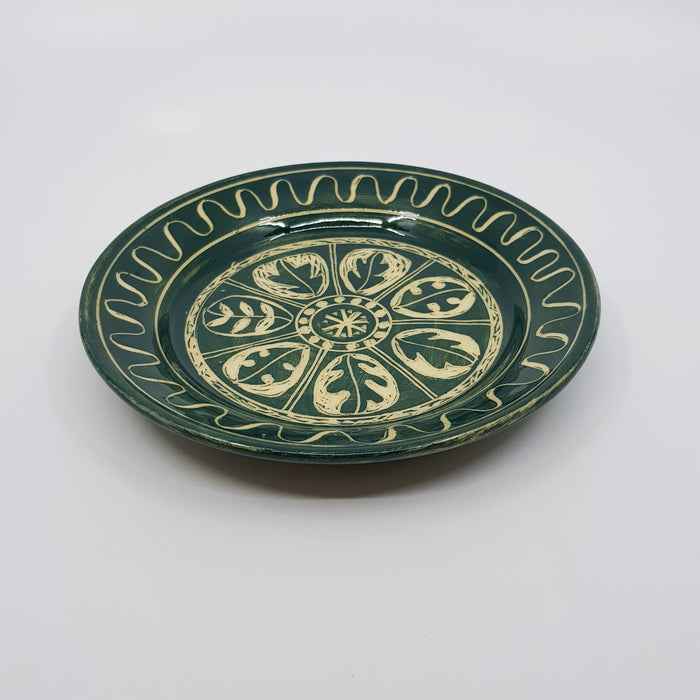 'Engraved' tea plate, green (AH662B)