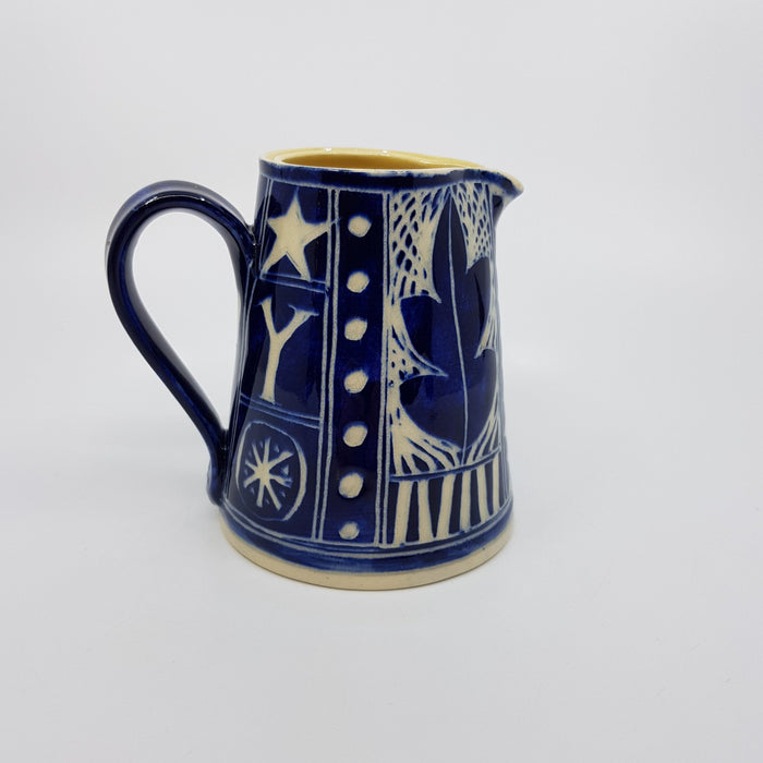 'Engraved' jug, medium, blue (AH665B)