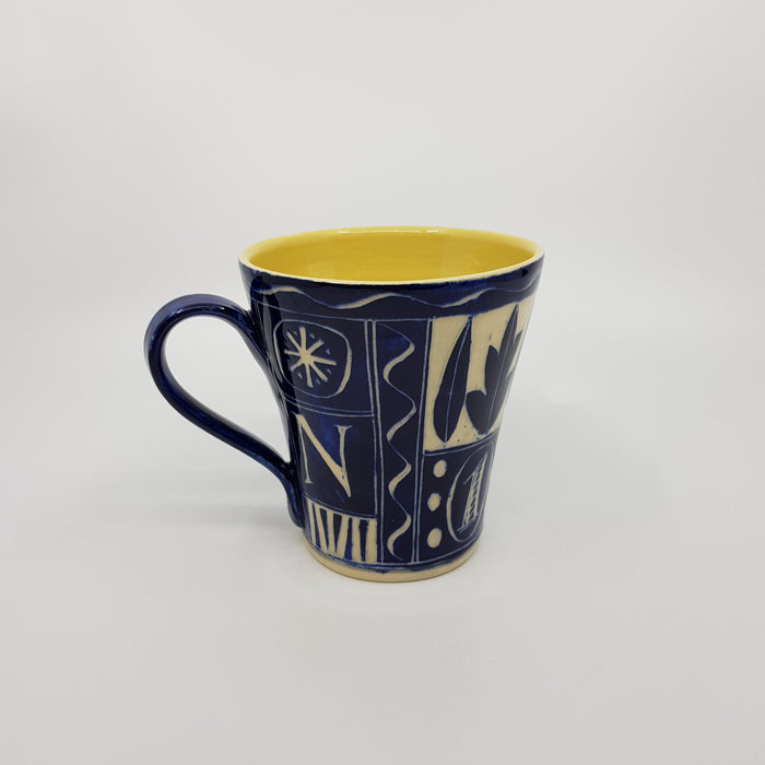 'Engraved' Flared mug, large, blue (AH671C)