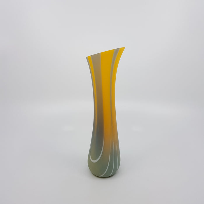 Vessel, celadon green/charcoal grey/marigold/yellow, five lines (BM51)