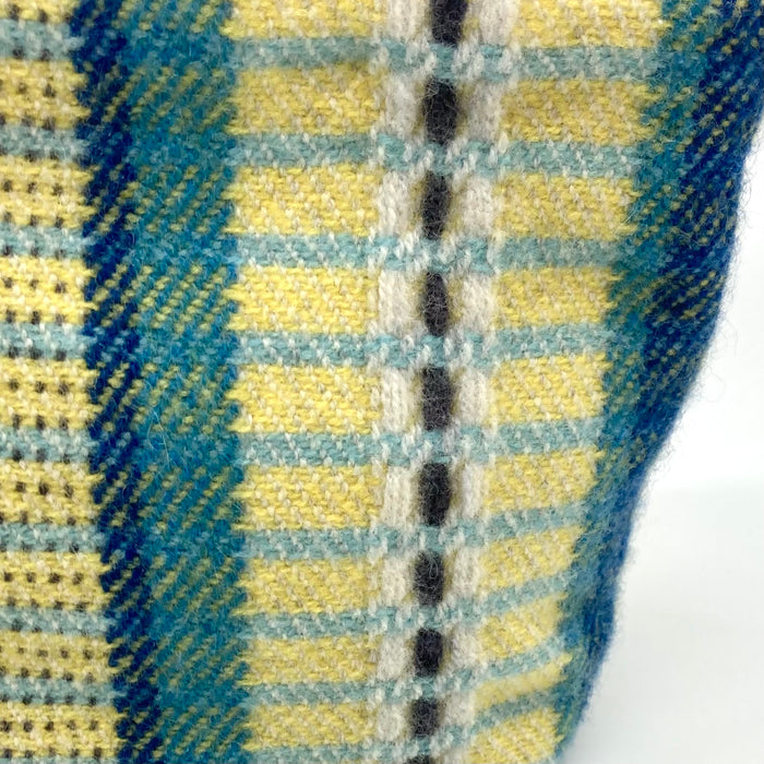 Handwoven Medium Pouch, teal/lemon (HF041B)