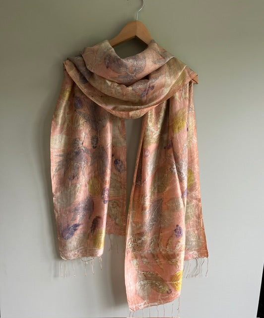 Summerweight long scarf, pale madder, 14mm mulberry silk (CRE62)