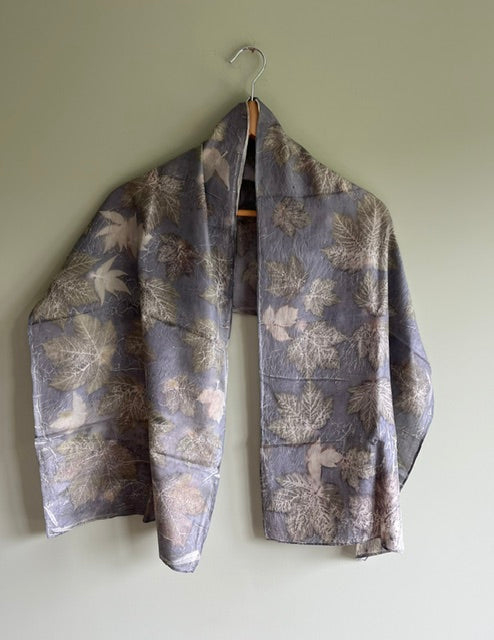 Light silk neck scarf, silver blue (CRE64)