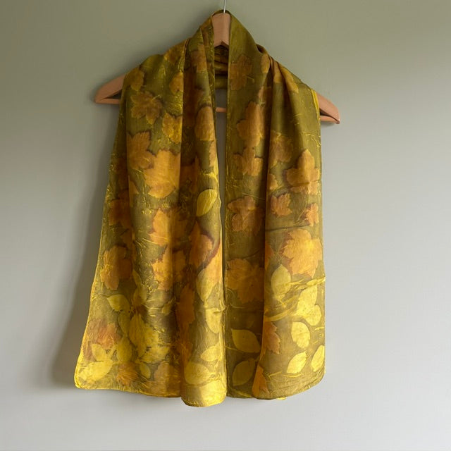 Light silk neck scarf, gold green (CRE67)