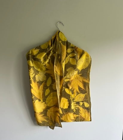 Light silk neck scarf, yellow green (CRE68A)