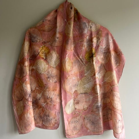 Light silk neck scarf, Pink cotinus (CRE84)