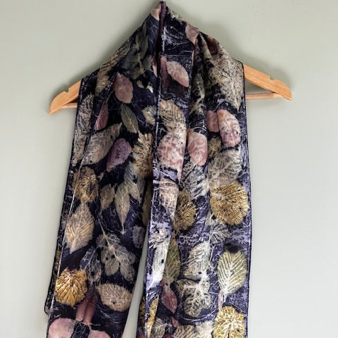 12mm habotai silk scarf, blue impressionist mixed (CRE92A)