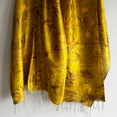 Golden maple long fringed scarf (CRE95A)