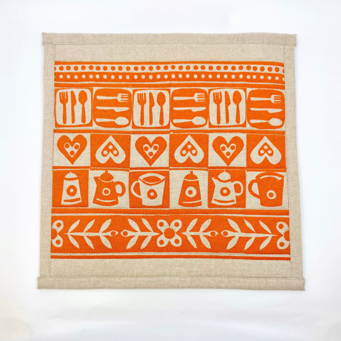 'Coffee Pot'  Quilted Table Mat, Orange (KC118F)