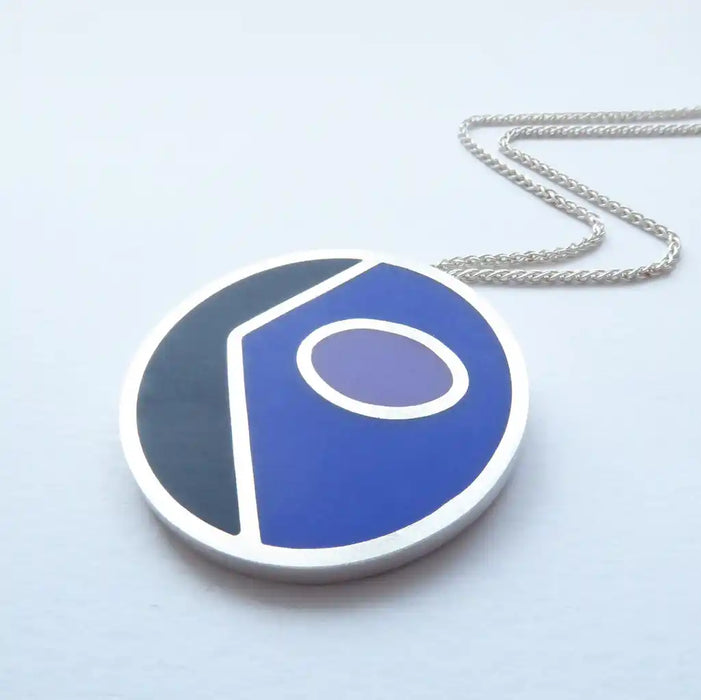Colourblock Round Pendant, ink/sapphire/lilac (ST405)