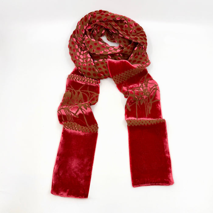 'Fritillary' Long Skinny Scarf, Geranium (LL05C)