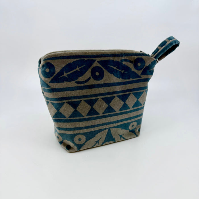 'Patchwork' velvet make up bag, smoke (KC131B)